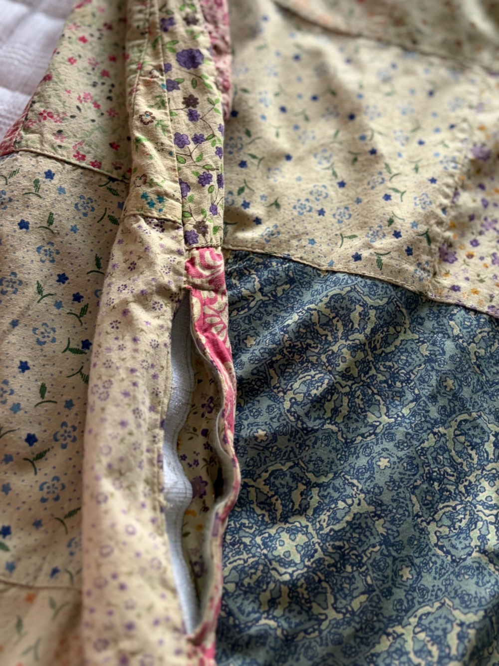 Blue Sky Bohemian Patchwork Maxi A-line Skirt Made In India - Picture 8 of 13